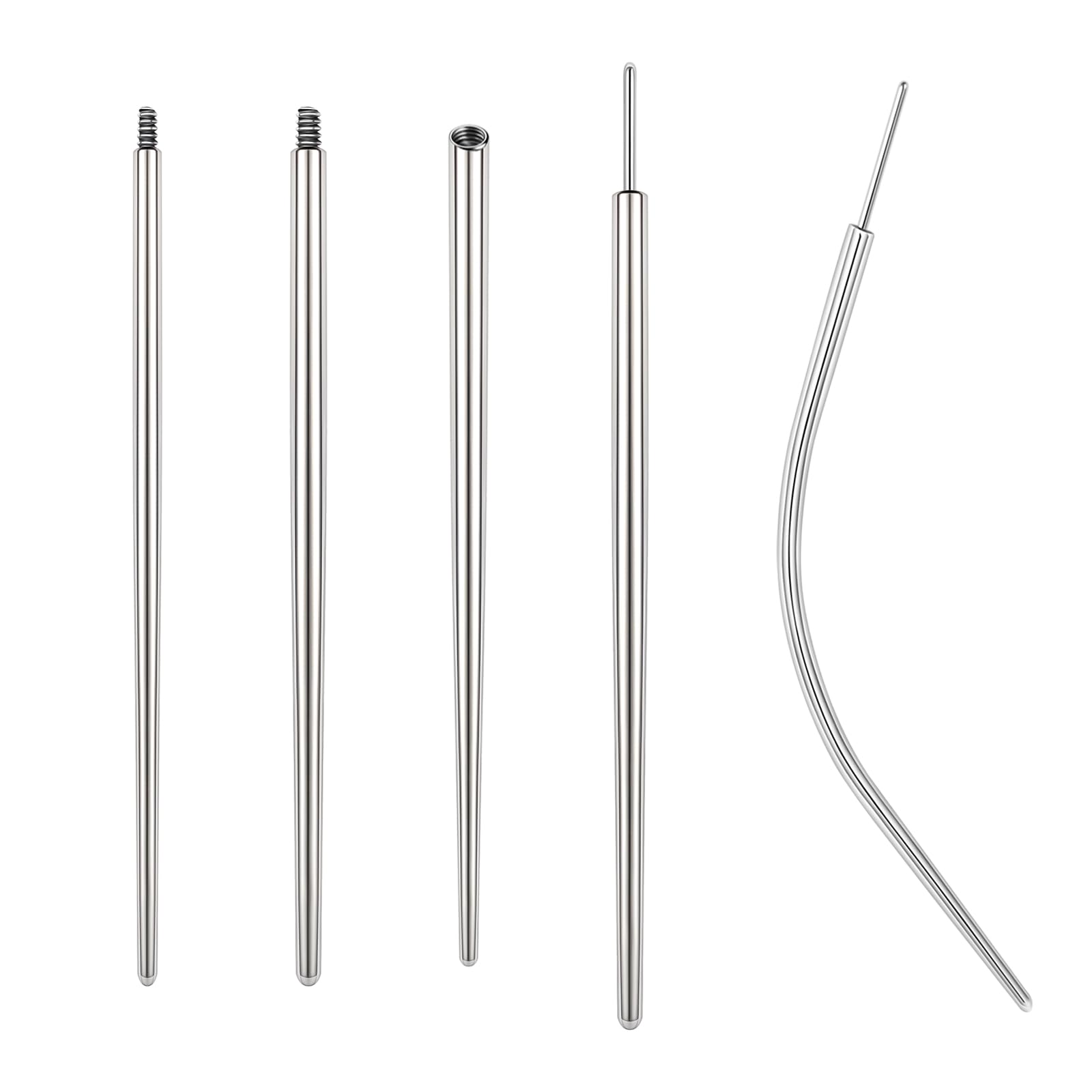 BodyAce 14G 16G 18G 20G Piercing Taper, Stainless Steel Threadless Insertion Pin Screw On Assistant Tool, Curved Body Piercing Stretching Kit for Ear/Nose/Navel/Lip/Eyebrow