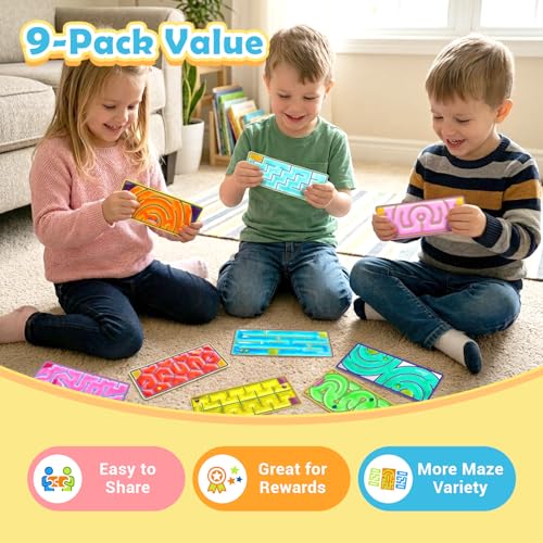 Image of LESONG Sensory Fidget Toys for Kids: 9 Pack Squishy Gel-Filled Sensory Maze for Autism Calming - Fidgets Bulk for Classroom Calm Down Corner School Prizes - Travel Toys for Car Road Trip Airplane