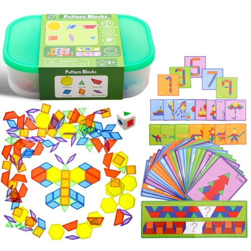 Image of 140 Pcs Translucent Pattern Blocks,Geometric Shapes,Light Table Accessories