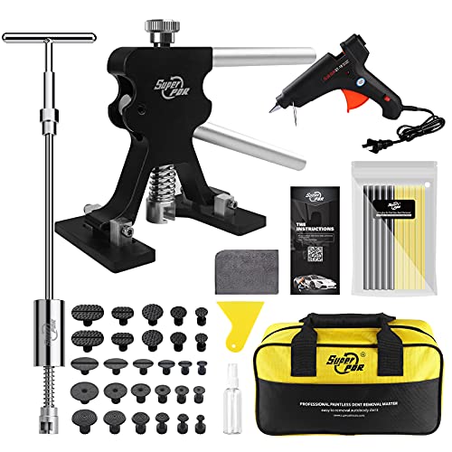 Super PDR Auto Dent Puller Kit - Paintless Dent Repair with 2 in 1 lide Hammer Dent Puller and Black Dent Puller for Car Body Dent Removal,Metal Dent Repair