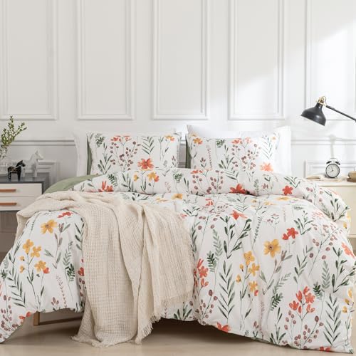 TTCM Floral Double Duvet Cover Set - Soft Microfibre Polyester Double Bedding Set, 1 Duvet Cover 200x200cm in with Zipper Closure and 2 Pillowcases - Image 2