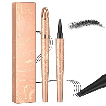 Microblading Eyebrow Pen, 2026 New Waterproof Eyebrow Pencil, Eye Brow Pen with 4 Tip, Premium Natural Magic Eyebrow Makeup Fine Stroke Contouring Pencil Long-Lasting Stay on All Day Black