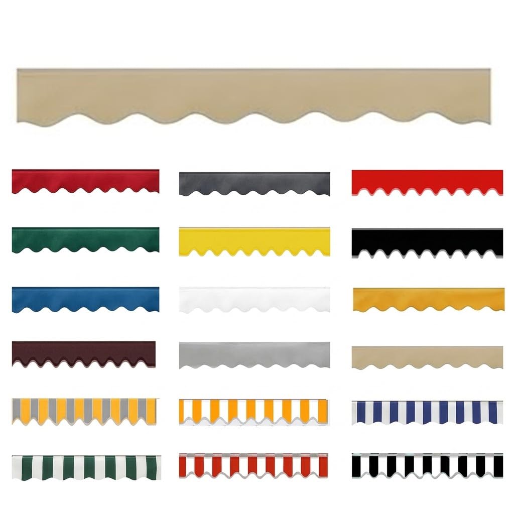 Replacement Awning Valance UV Resistant,Waterproof Fabric Strip Valance Only 26cm Height Durable Scalloped Valance for Awnings Replacement Accessory for Outdoor,Khaki,W450xH26cm