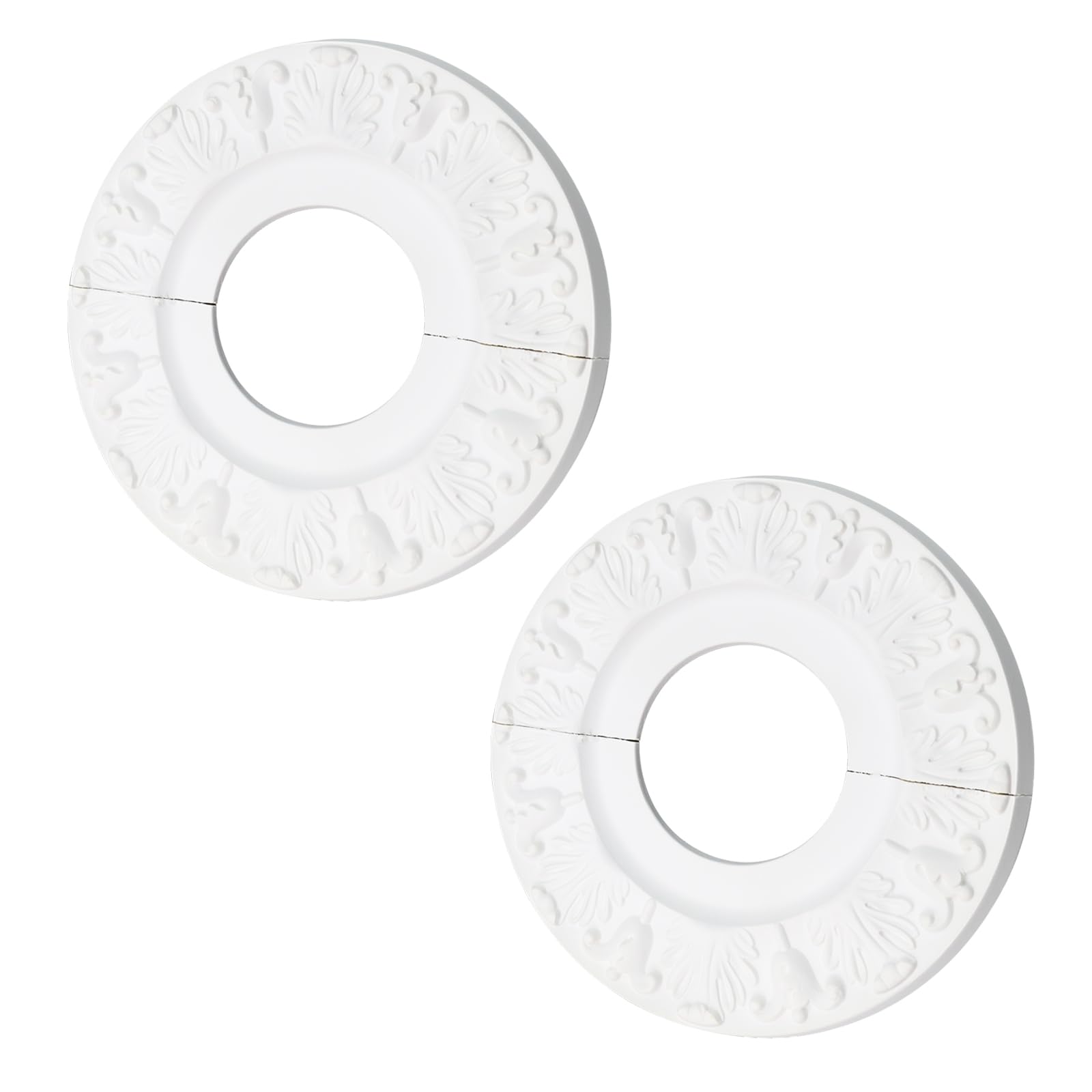 T Tulead Decorative Ceiling Medallions Split Ceiling Medallion Ceilling Fan Medallion 10" OD, 3.93" ID, White Light Fixture Ceiling Medallion 2 Sets