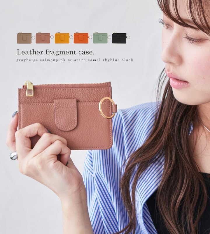 [Cemaystic] フラグメントケース レディース 薄型 本革 カード収納 スカイブルー &ndash; 手のひらサイズでポケットにも収納可