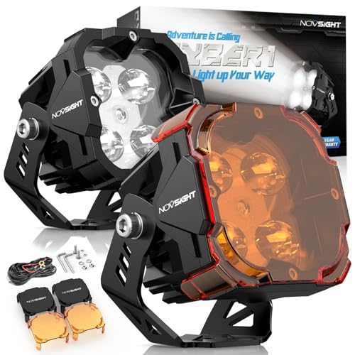 Image of NOVSIGHT Cyber Series 3 Inch Off Road Fog Beam LED Light Pods, Pair | Amber /White 80W 9200LM Output With Covers, LED Cube Lights Offroad Fog Lights for Truck Wrangler Jeep Pickup Ram SUV ATV