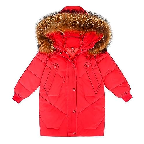 Girls Hooded Down Coat Jacket Thick Warm Winter Puffer Zipper Button Coat Fleece Casual Jackets Outerwear Clothes