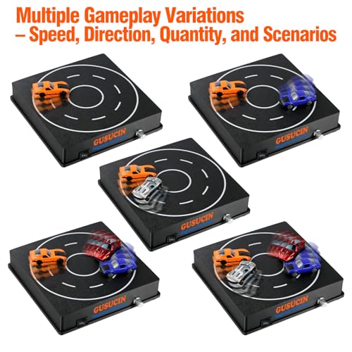 Image of Magnetic Drift Pad for Hot Wheels Cars 1:64 - Spinning Drift Track with Adjustable Speed & Direction, USB Powered Drift Pad with 5 Decorations, Display Stand for All 1:64 Scale Diecast Cars (Black)