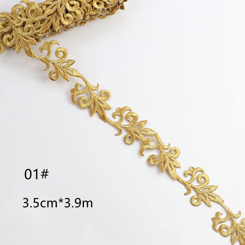 4 metri/lotto cos costume ricamo pizzo trim oro argento 3,5 cm abiti performance sul palco fai da te applique patch accessori in tessuto-14 golde