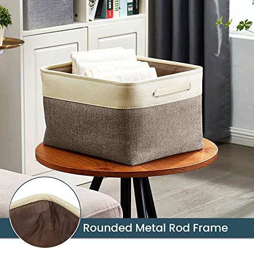 Image of ABOUT SPACE Cupboard Organizer for Clothes - 3 Pack Wardrobe Storage Bins - Underbed Laundry Foldable Bag with Sturdy Handles for Sarees, Blankets, Comforters, Books and Toys (Brown)