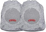 Margaritaville “On The Rock” Outdoor Bluetooth Wireless Speaker | Durable Bluetooth Speakers, Fantastic Yard or Patio Decor, IPX-4 Waterproof Rated, Granite Grey (Two Pack)