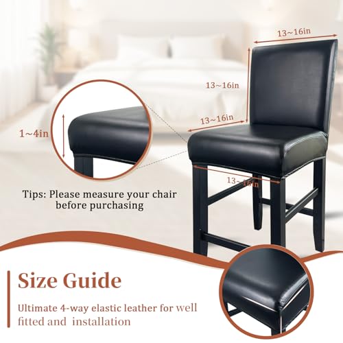 Image of PU Leather Bar Stool Covers with Backs Waterproof Bar Stool Chair Covers
