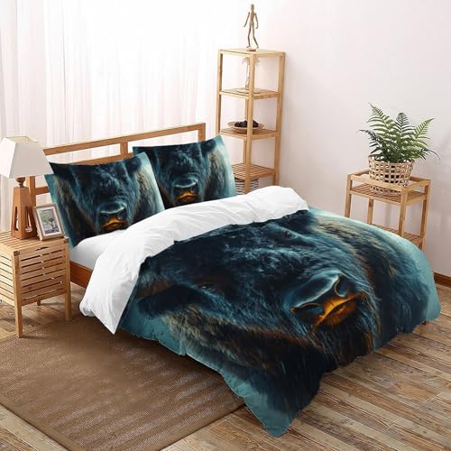 Housse de couette vache imprimé 3D haute définition microfibre 200x200 - 2