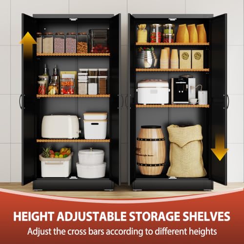 Image of PAOFIN 63 inch Black Metal Storage Pantry Cabinet