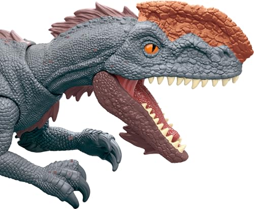 Image of Mattel Jurassic World Strike Attack Dinosaur Toy with Single-Strike Action & Movable Joints, Monolophosaurus Action Figure Includes Digital Play