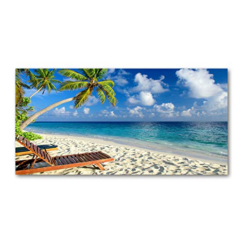Crédence de cuisine paysage tropical Tulup 100x50 dosseret en verre bleu