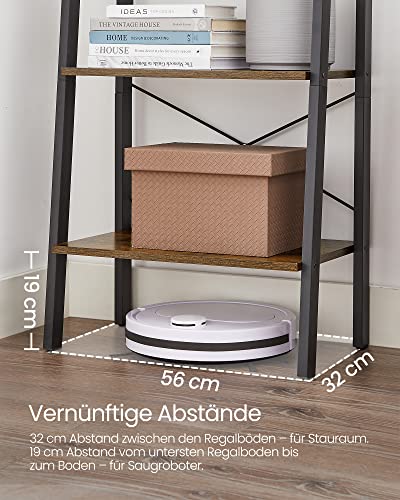 VASAGLE Regal, Bücherregal mit 4 Ebenen, Leiterregal, Standregal, für Wohnzimmer, Schlafzimmer, Küche, Homeoffice, Industrie-Design… – Ansicht 8