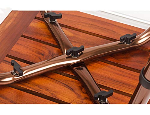 Nivok Bath Stools,Shower Bench Aluminum Alloy Elderly Solid Wood Seat Bathing Stool Height Adjustable Bathroom Toilet Disabled Pregnant Women Shower Chair,50.5 * 40.5 * 33-46Cm #TOP4