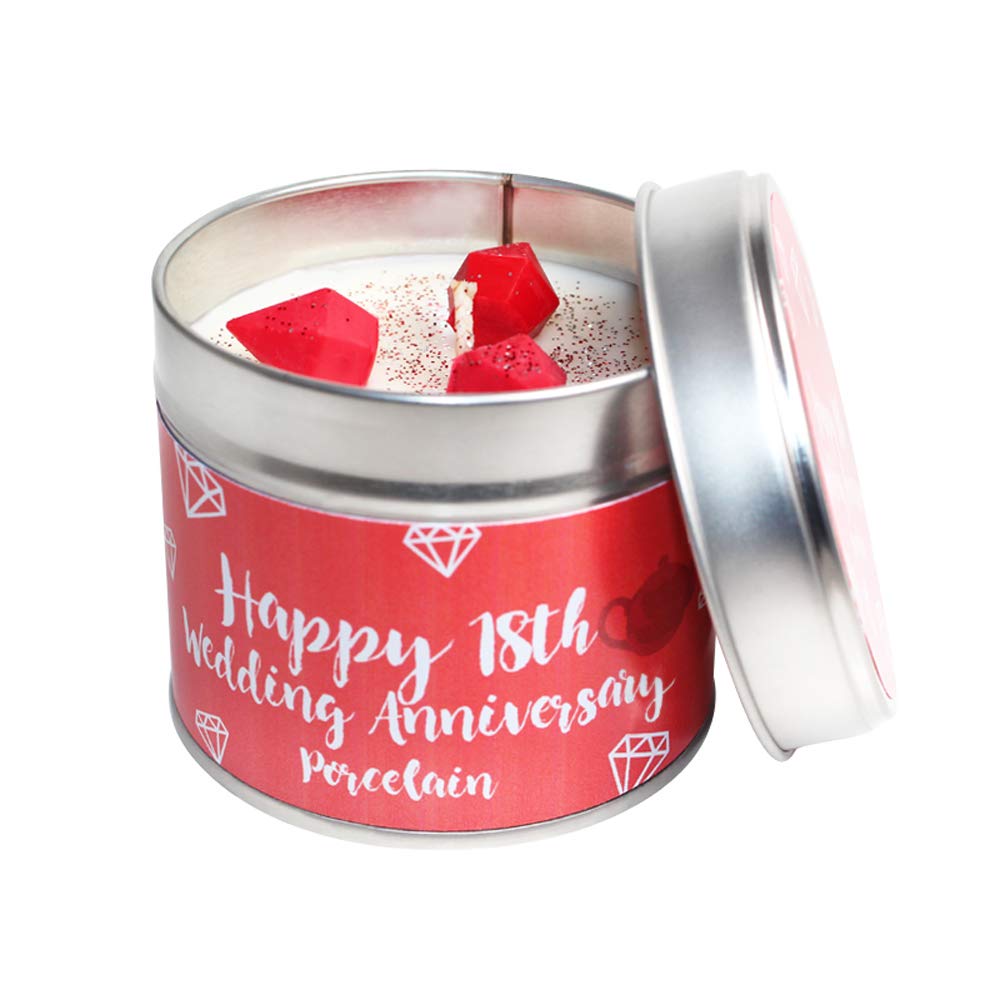18th Porcelain Wedding Anniversary Candle Tin/SOYA Wax/Handmade to Order Daily