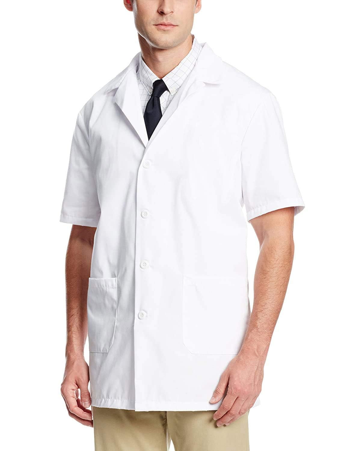 DK UNIFAB Men's Half-Sleeve Cotton Lab Coat – Best Apron for Male Nurses, Students, and Lab Technicians