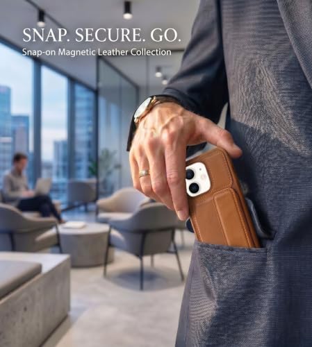 Image of amazon basics Luxury Vegan Leather Back Cover for iPhone 11 | Built-in Card Holder Slot | Integrated Mobile Stand | Slim Shockproof Protective Case with Stitched Finish - Tan