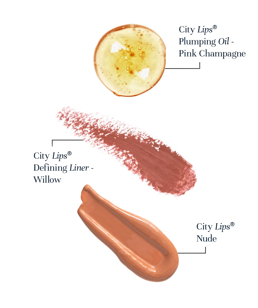 City Beauty City Lips Perfect Pout Bundle - Plumping Lip Gloss in Nude, Defining Liner in Willow, Plumping Lip Oil in Pink Champagne - Image 2