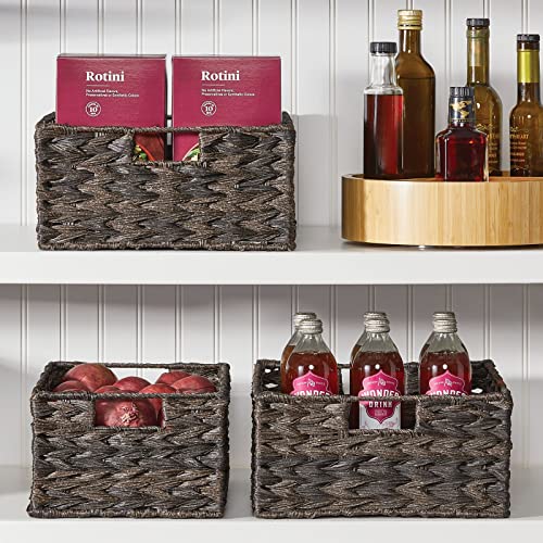 mDesign-Woven-Farmhouse-Kitchen-Pantry-Food-Storage-Organizer-Basket-Bin-Box-Container-Organization-for-Cabinets-Cupboards-Shelves-Counter-Store-Potatoes-Onions-Fruit-3-Pack-Espresso-Brown mDesign Woven Farmhouse Kitchen Pantry Food Storage Organizer Basket Bin Box Container Organization for Cabinets Cupboards Shelves Counter Store Potatoes Onions Fruit 3 Pack Espresso Brown