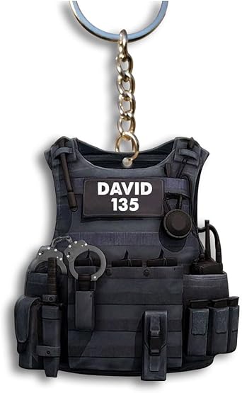 Personalized Police Flat Keychain - Custom Officer Gifts, Mens Police Keychain