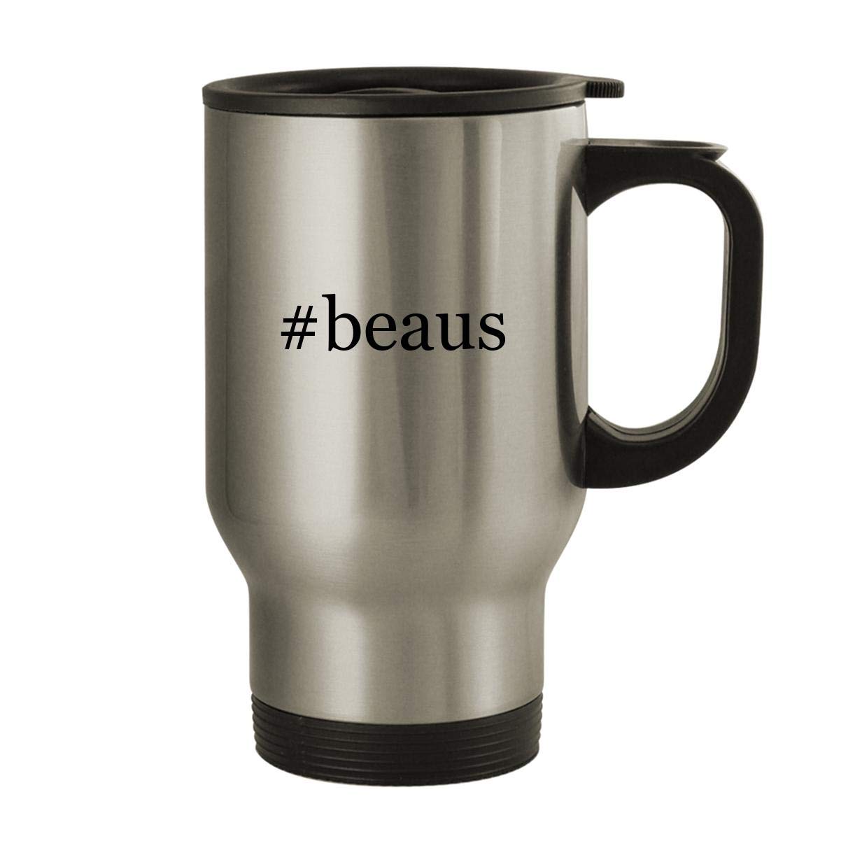 #beaus - Stainless Steel Hashtag 14oz Travel Mug, Silver