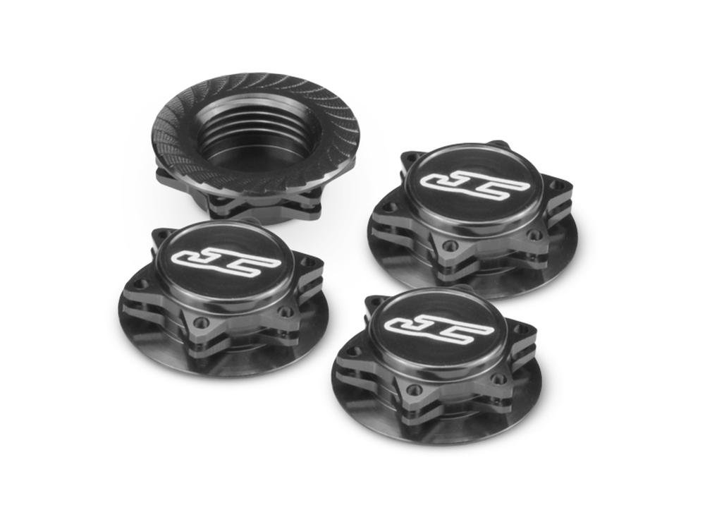 J Concepts 24512 Fin, 1/8th Serrated Light-Weight Wheel Nut, Black (4Pc)