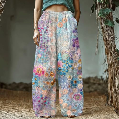 Loose Fit for Women Fall Summer Linen Vintage Boho Ruched High Cut Pants Women 2025 Trendy2