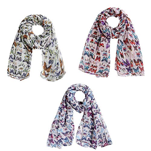 Women'S Scarf Colorful Butterfly Print Scarf Lightweight Shawl Wraps Infinity Fashion Fall Winter Stole Scarves(Pink)2
