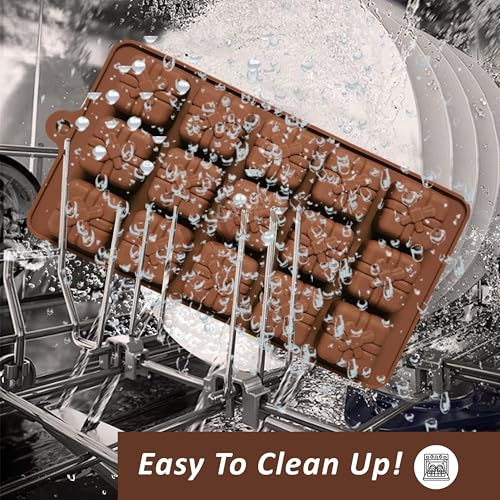 Image of MoldBerry Silicone Chocolate Mould Set of 4 | Gift Box, Big Heart, Small Heart & Emoji Shape | Non-Stick Candy Molds for Chocolate, Jelly, Gummy, Festive Sweets | Flexible & Reusable Baking Mold