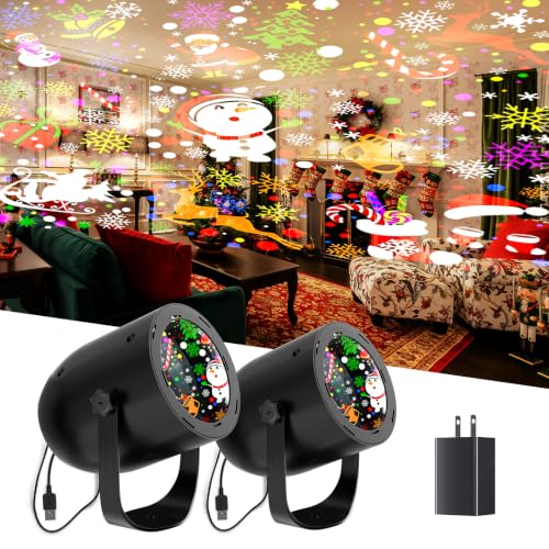 Yiixuyo - 2 Set - Christmas Snowflake Led Projector Lights, Mini Adjustable LED Snowflake Projector...