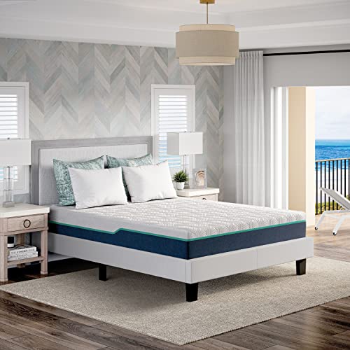 Nautica Home Invigorate 10' Medium-Plush Gel Memory Foam Mattress with Cooling Air Flow and Pressure Relieving Foam Layers, Bed-in-a-Box, Queen White