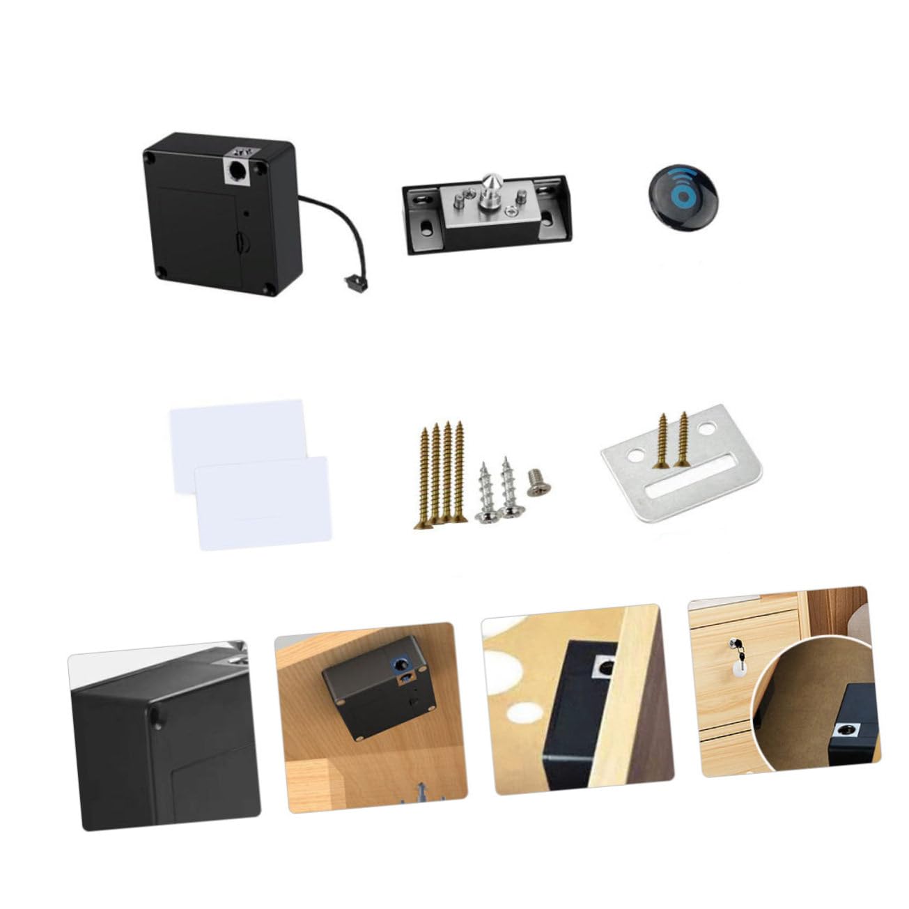 NUOBESTY 2 Sätze Elektronische Induktionsschloss sperren für Schubladenschloss kabelloses Schloss elektronisches Schrankschloss verstecktes DIY-Schloss Abs Black