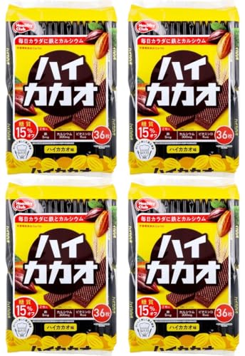 ヘルシークラブ ハイカカオウエハース ハイカカオ味 36枚入 健康おやつ 栄養補助 栄養機能食品 カルシウム 鉄分 ビタミンD配合 ビタミン強化 丈夫な骨 骨の健康 (36枚×4セット)
