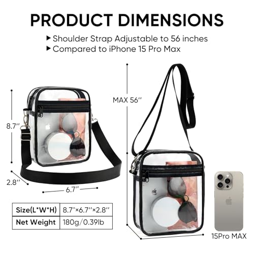 Clear Crossbody Bag for Women, Stadium Approved Concert Purse for Music Festivals & Sporting Events2