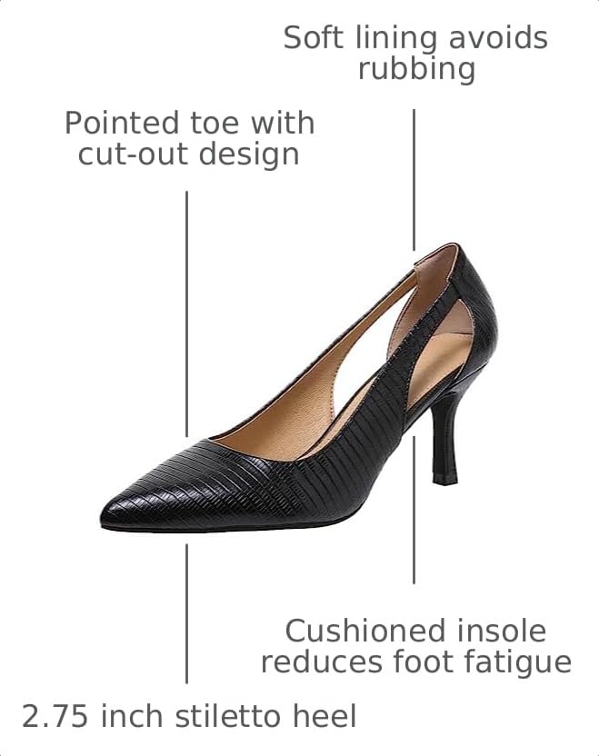 Image of Women's Pumps Pointed Toe Pump Shoes Kitten Heel Comfort Cut Out Dress Shoes for Office Wedding Party Dressy Casual, US Size 5-11
