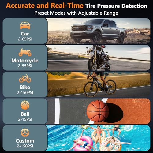 PESEIL-Tire-Inflator-Portable-Air-Compressor-28-Cylinders-12V-Air-Compressor-140W-Auto-Shut-Off-with-LED-Light-150psi-Pump-Portable-Air-Compressor-for-Car-Tires-Bicycle-Moto-Ball-etc