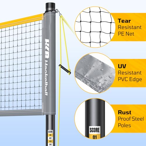Haokelball Outdoor Badminton Net Set with Anti-Sag Winch System - 20ft Badminton Net, 4 Rackets, 3 Shuttlecocks & Carry Bag, Badminton Set for Backyard, Grass, Beach, Holiday Games - Image 5