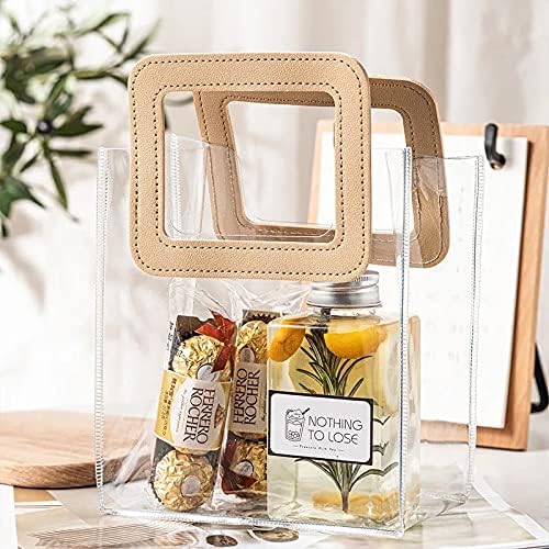 Miniatura 4 de Bolsa de regalo transparente con asa, 8 bolsas de regalo de PVC transparente, bolsas de regalo reutilizables resistentes para fiestas de novia, baby