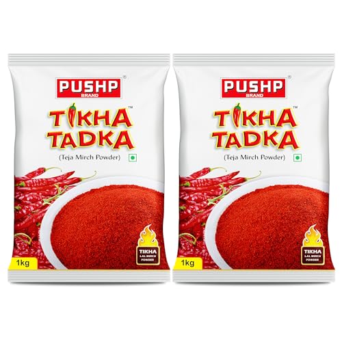 Image of Pushp Spicy Red Chilli Powder 1kg | Pack of 2 | Tikha Tadka Lal Mirchi Powder | Premium Quality | Rich Color | Strong Aroma | Perfect for Indian Dishes |