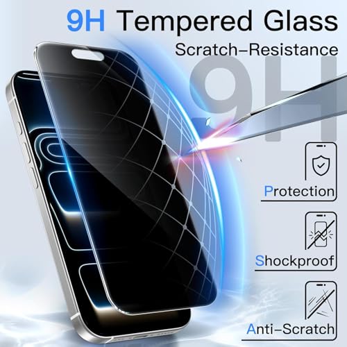Image of Supershieldz (2 Pack) True 4-way 360 Privacy Tempered Glass Screen Protector Guard for iPhone 17 Pro