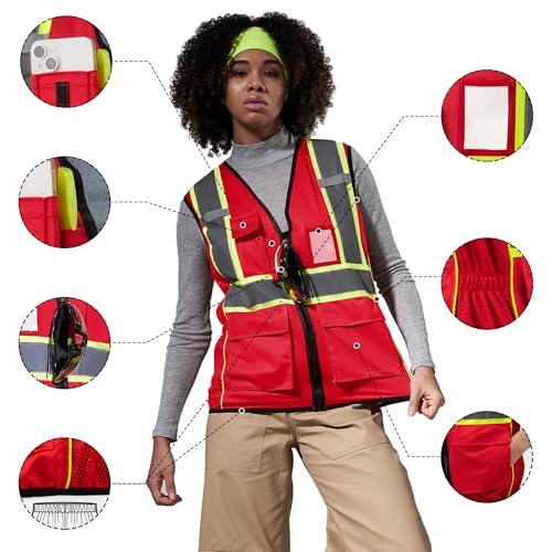 Image of AYKRM 11 color Ladies High Vis Reflective Safety Vest for Women