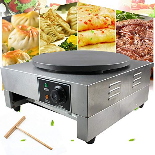 16-Inch Commercial Electric Crepe Maker 110V 28KW Non-Stick Electric Crepe Pan Single Hotplate with Wood Spreader Style 4