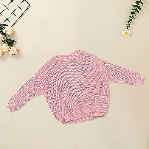 Toddler Knit Sweater Long Sleeve Crew Neck Soft Ribbed Crochet Pullover Sweater Clothes Plain Cute Warm for Baby Infant3