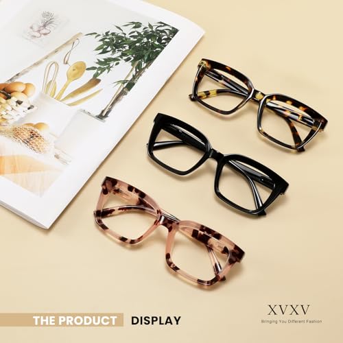xvxv reading glasses for women men - blue light blocking readers oversize oprah square anti glareeyestrain spring hinge