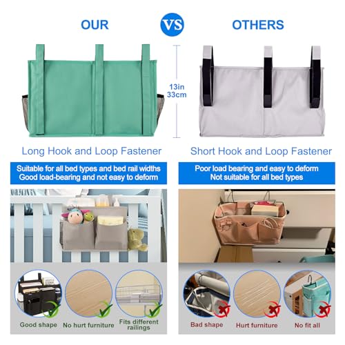 Image of Surblue Caddy Hanging Organizer Bedside Storage Bag for Bunk and Hospital Beds (Teal)
