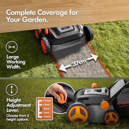 VonHaus Lawn Scarifier/Aerator/Rake Electric 1600W – for Dethatching/Raking Grass of Thatch, Moss, Dead Leaves and Aerates Soil – 45L Collection Box, 10m Cable, 6 Cutting Heights, 37cm Working Width 3 VonHaus Lawn Scarifier/Aerator/Rake Electric 1600W – for Dethatching/Raking Grass of Thatch, Moss, Dead Leaves and Aerates Soil – 45L Collection Box, 10m Cable, 6 Cutting Heights, 37cm Working Width - Image 3